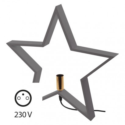 LED dekoracija - zvezda lesena, E14, 48cm, siva