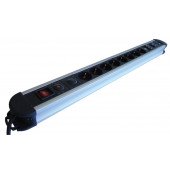 Aluminijasti podaljšek 8 vtičnic, 3 m, stikalo+zaščita, koax+tel+PC