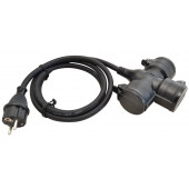 Prenosni trojni razdelilec, gumijasti 250 VAC, 16 A, 3×Shuko, max. 3680 W, IP44, 1,5m