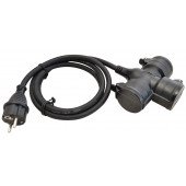 Prenosni trojni razdelilec, gumijasti 250 VAC, 16 A, 3×Shuko, max. 3680 W, IP44, 1,5m
