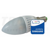 LED žarnica, sveča s čipom SAMSUNG 230V, 50Hz, 5W, 3000K, E14, 380lm, 180°, C37, EEI=A+