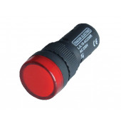 LED signalna svetilka, 16 mm, 230V AC, rdeča