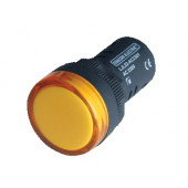 LED signalna svetilka z ohišjem 22mm, 230V DC, rumena