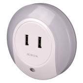 Nočna svetilka za vtičnico s senzorjem + USB port 230VAC, 50Hz, 1W, 1A/2A