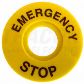 Oznaka z napisom EMERGENCY STOP d=60mm; ABS