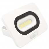 SMD LED reflektor s senzorjem gibanja, bel 10W, 4000K, IP65, 220-240V AC, 750lm, EEI=G, 110°, 3-10m