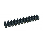 Dvoredna vrstna sponka s potisno ploščo, črna, PP, 12 členov, 4 mm2