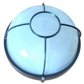 Ladijska svetilka, z mrežo, okrogla, kovinska, 230V, E27, max. 100W, IP44, črna