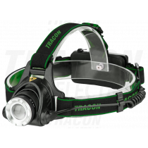 LED naglavna svetilka, akumulatorska, nastavljiv fokus 5 W, 500 lm, 5 h, 3,7 V, 1500 mAh 18650 Li-Po
