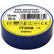 Izolirni trak, modri 20m×18mm, PVC, 0-80°C, 5.5kV/mm