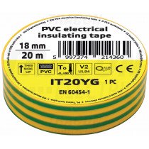 Izolirni trak, zeleno/rumeni 20m×18mm, PVC, 0-80°C, 5.5kV/mm