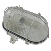 Ladijska svetilka s kovinsko mrežo, plastična, 230 V, E27, max. 60 W, IP44, bela