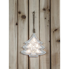 Božična LED smreka, lesena, na baterije Timer 6+18h, 5LED, 3000K, 2xAA