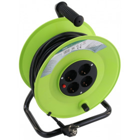 Plastična kabelska roleta, kovinsko ogrodje 4×SCHUKO, 30m, 250V AC, 16 A, 3×1,5mm2, H05VV-F, IP20
