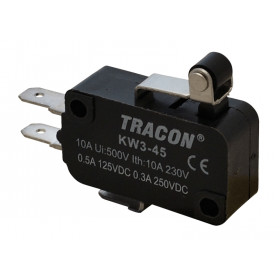 Pozicijsko stikalo, mikro, z ročajem in koleščkom 10(3)A / 250V AC, 15mm, 4,8x0,8 mm, IP00