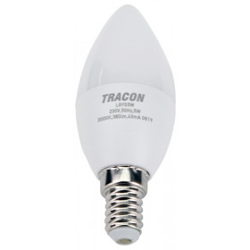 LED žarnica, sveča s čipom SAMSUNG 230V, 50Hz, 5W, 4000K, E14, 400lm, 180°, C37, EEI=F