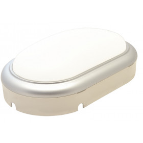 Ladijska LED svetilka-plastična, ovalna, srebrn okvir 230 V, 50 Hz, 15 W, 4000 K, 1050 lm, IP54, ABS+PC, EEI=G