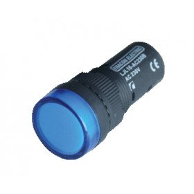 LED signalna svetilka, 16 mm, 230V AC, modra