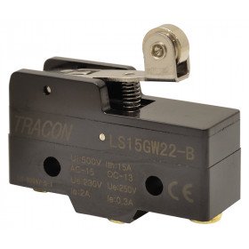 Pozicijsko stikalo, z vzmetno palico-s koleščkom 1×CO, 15A/250V AC, 26mm, IP00
