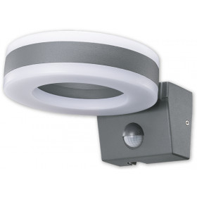 LED stenska svetilka+senzor gibanja, oblika prstana, antracit 230VAC, 20W, 1700lm, 4500K, 10s-5m, 3-2000lx,9m, IP65, EEI=F