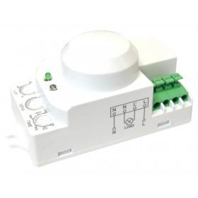 Senzor gibanja, radarski, v luči 230 VAC, 5,8 GHz, 360°, 300 W, 1-8 m, 10 s-12 min, 3-2000lux