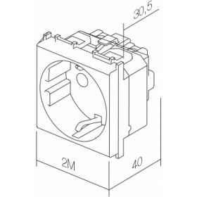 Vtičnica SCHUKO+KS+POKROV 2P+E 16A 250V~ 2M AA