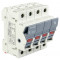 Varovalčno ločilno stikalo za cilindrične varovalke 32A, 10x38mm, Un=400V/690V, AC22B, 3P+N right, LED