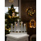 Piramida LED božič. sveče, bož. drevo, lesena, srebrna, baterija Timer 6+18h, 5LED, 3000K, 2xAAA