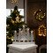Piramida LED božič. sveče, bož. drevo, lesena, srebrna, baterija Timer 6+18h, 5LED, 3000K, 2xAAA