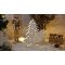 Božična LED smreka, lesena, bela, na baterije Timer 6+18h, 7LED, 3000K, 2xAA