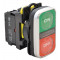 Svetleče dvojno tipkalo ON-OFF, zeleno+rdeče 1×NO+1×NC, 5A/230V AC-15, IP40, LED 230V AC/DC