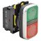 Svetleče dvojno tipkalo ON-OFF, zeleno+rdeče 1×NO+1×NC, 5A/230V AC-15, IP40, LED 230V AC/DC