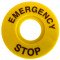 Oznaka z napisom EMERGENCY STOP d=60mm; ABS