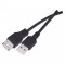 Kabel USB-A / USB-A, 2.0, polnjenje, podatki, 2 m, črni