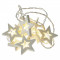 LED dekoracija - girlanda, lesene zvezde, 2×AA, WW, timer