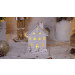 Božična LED hiška, lesena, bela, na baterije Timer 6+18h, 2LED, 3000K, 2xAA