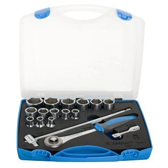 Garnitura nasadnih ključev 1/2" UNIOR 190-6P17, v plastični kaseti., 17kos, 622022