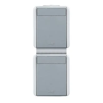 Set vtičnica SCHUKO DVOJNI vertikalni IP44 2x2P+E 16A 250V~ GY, CF11GY-U