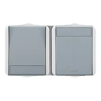 Set vtičnica SCH+STIKALO MEN Horizontalni IP44 16A + 10AX 250V~ GY, CF12GY-U
