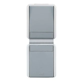 Set vtičnica SCH+STIKALO MEN vertikalni IP44 16A + 10AX 250V~ BV GY, CF17GY-U