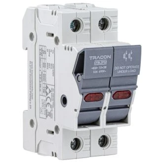Varovalčno ločilno stikalo za cilindrične varovalke 32A, 10x38mm, Un=400V/690V, AC22B, 2P, LED, CFBL2P32