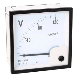 Analogni voltmeter za enosmerno napetost, 96×96mm, 120V DC, DCVM96-120