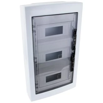 Nadometna razdelilna omara, zatemnjena ravna vrata 3×12 (36) modul, IP40, (H×W×D=570×330×100mm), EDFKS-12/3