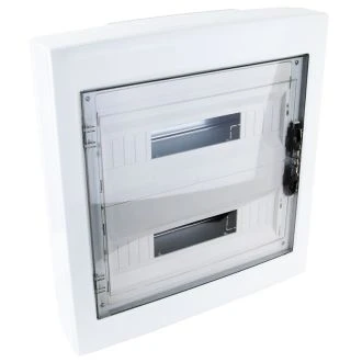 Nadometna razdelilna omara, zatemnjena ravna vrata 2×18 (36) modul, IP40, (H×W×D=505×464×100mm), EDFKS-18/2