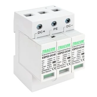 DC prenapet. odvodnik tipa T2, zamenljiv zaščit. element Ucpv: 1200V; In:20kA; Imax:40kA; Up:4kV, ESPD2-DC40-1000