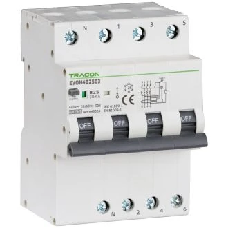 Kombinirano zaščitno stikalo, 4P-4modul, D karakt D40A, 30 mA, 10kA, A, EVOK4D4003