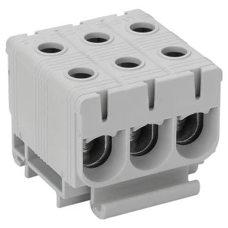 Odcep. vrst. sponka za glavni vod na montažni tir, siva 2.5-50mm2, max. 1000VAC, 1500VDC, 3×max.160A, FLEAL-50/1X3