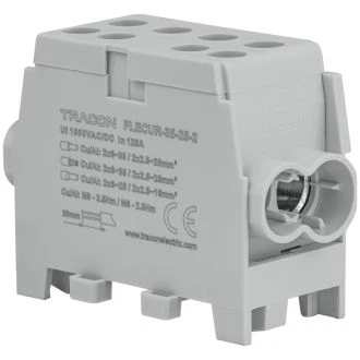 Odcep.vrst.sponka za glavni vod na mont. tir,siva,licenčna 6-35mm2, max. 1000VAC/DC, max.125A, FLECUR-35-25-2