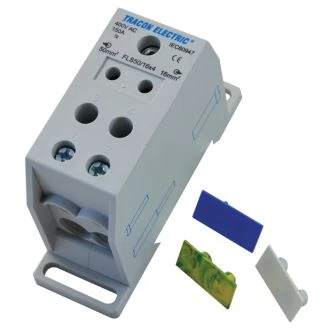 Odcepna sponka za glavni vod, montaža na letev, siva, 1×50mm2 / 4×16mm2, 400V, 150A, FLS50/16X4