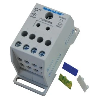 Odcepna sponka za glavni vod, montaža na letev, siva, 1×70mm2 / 8×10mm2, 400V, 192A, FLS70/10X8